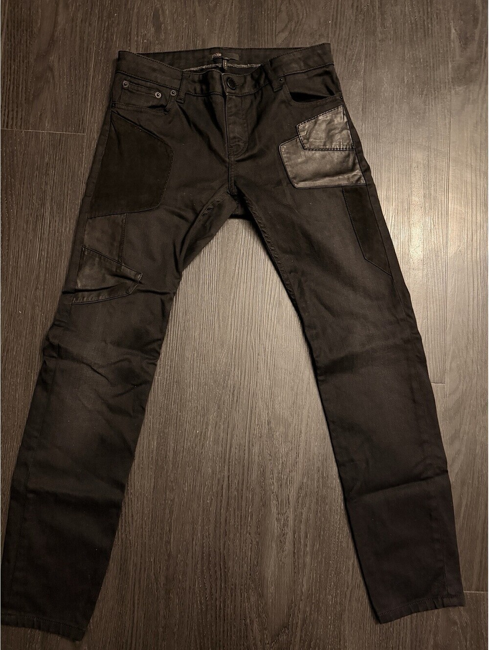 Maje H15 Patchy Black Skinny Jeans Fabric Care Tag Detail - Size 38